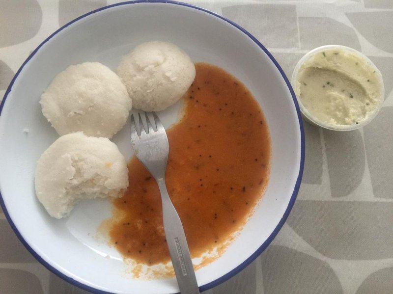 Idlis for breakfast. Delicious and very sustaining.