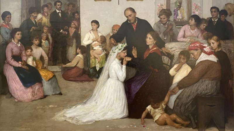 Following on from Renoir, we have Edouard Sain’s Marriage Ceremony in Capri, which telescopes the life awaiting the young bride into a single image.