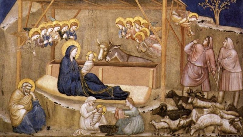 Part of a Giotto nativity, from Assisi, painted before St Bridget’s vision of the instantaneous and painless birth. Greetings to all. 